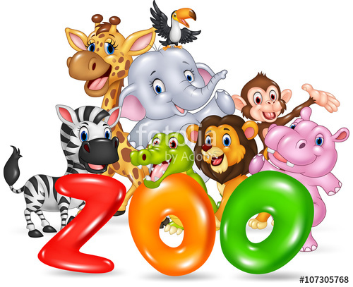 500x407 Word Zoo With Happy Cartoon Wild Animal Africa Stock Image