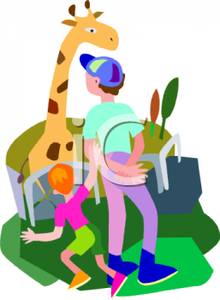 220x300 Father And Son Looking At A Giraffe In The Zoo Clipart Picture