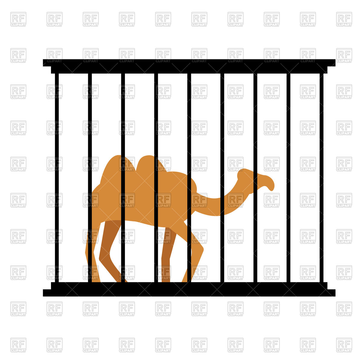 1200x1200 Camel In Cage, Animal In Zoo Royalty Free Vector Clip Art Image