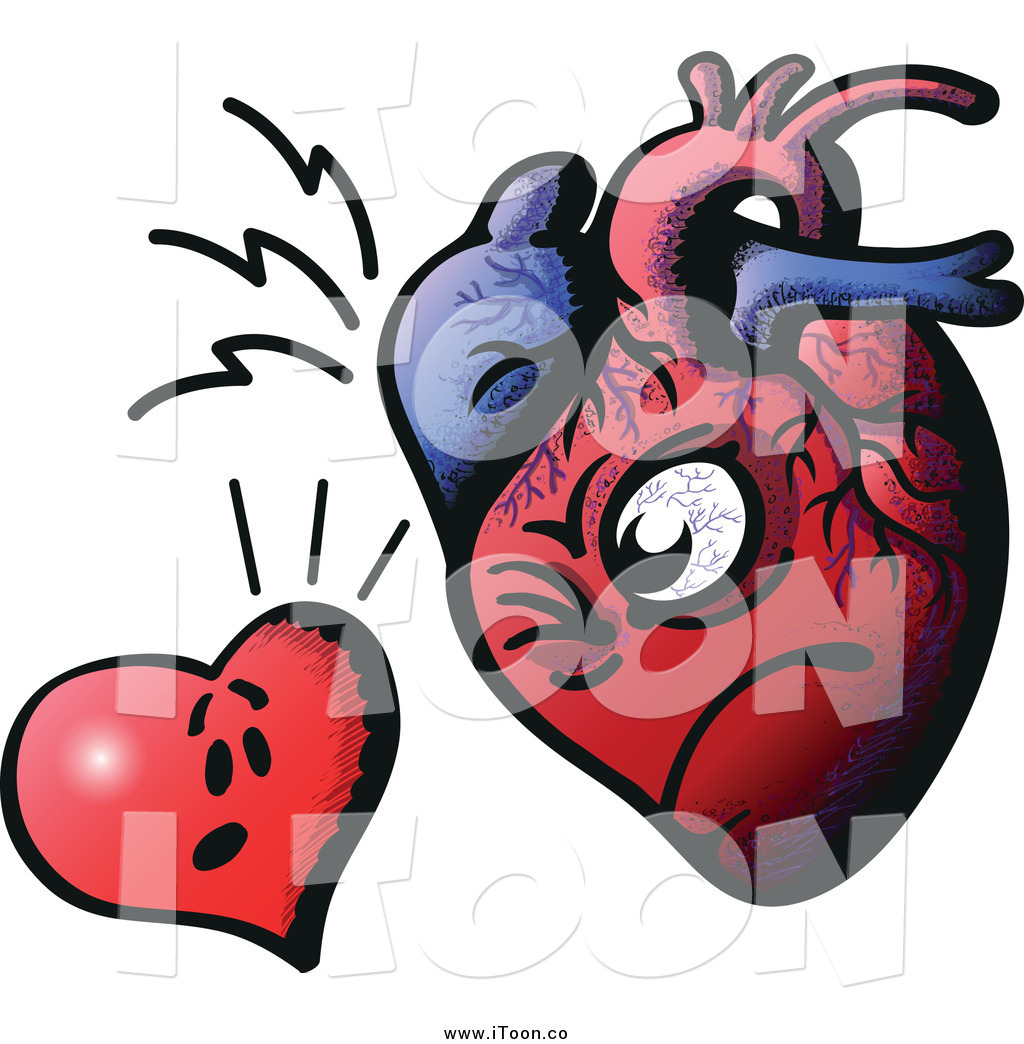 1024x1044 Royalty Free Cartoon Of A Love Heart Facing A Real Heart By Zooco