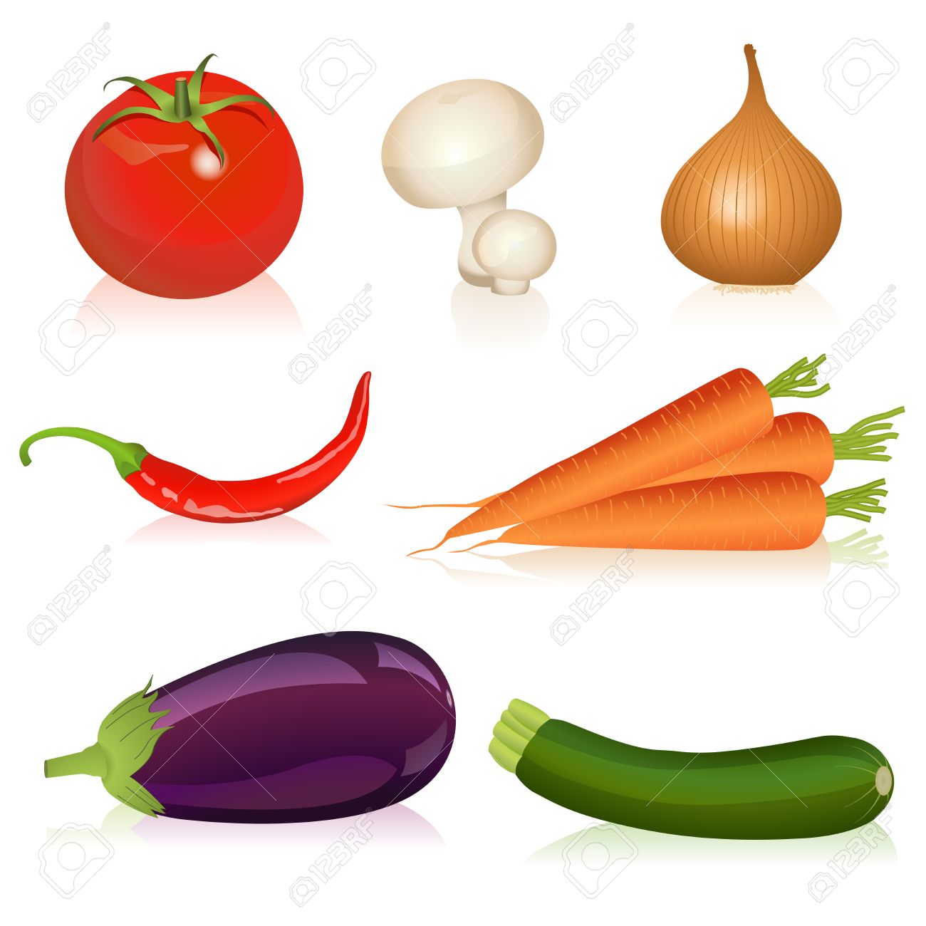 1300x1300 Illustration Of Tomato, Mushroom, Onion, Carrot, Chili, Eggplant